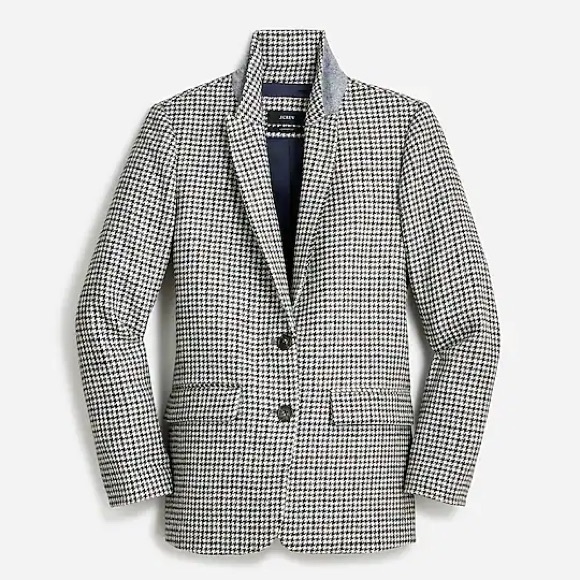 JCrew - Navy Houndstooth Blazer - Size 2 - Picture 2 of 10